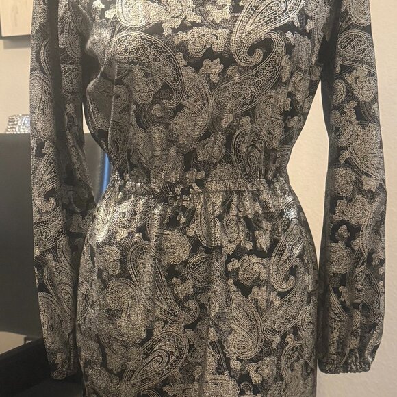MICHAEL Michael Kors Silver and Black Paisley Print Dress - Picture 7 of 8